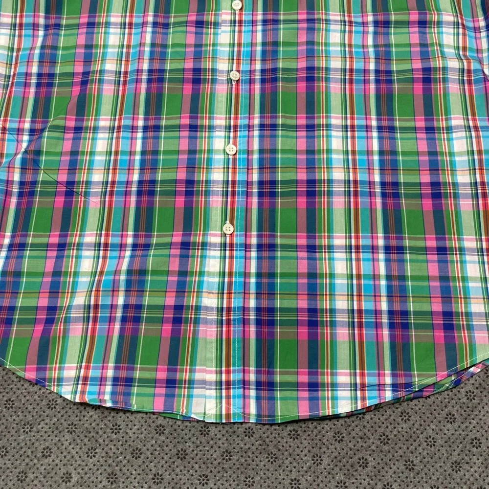 Polo Ralph Lauren Mens XL Plaid Button Down Shirt Green Pink Blue Cotton L/S